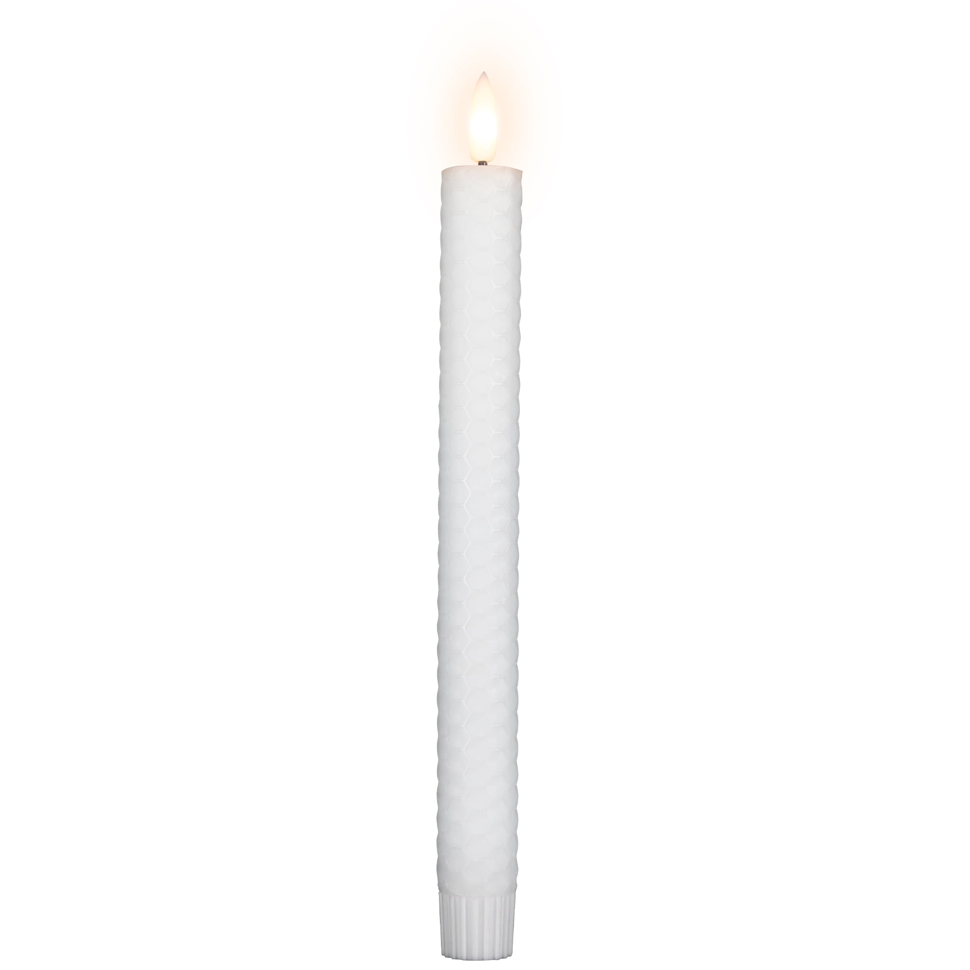 Northlight LED Flickering Flameless Taper Honeycomb Christmas Candles - 9.5" - White - Set of 2