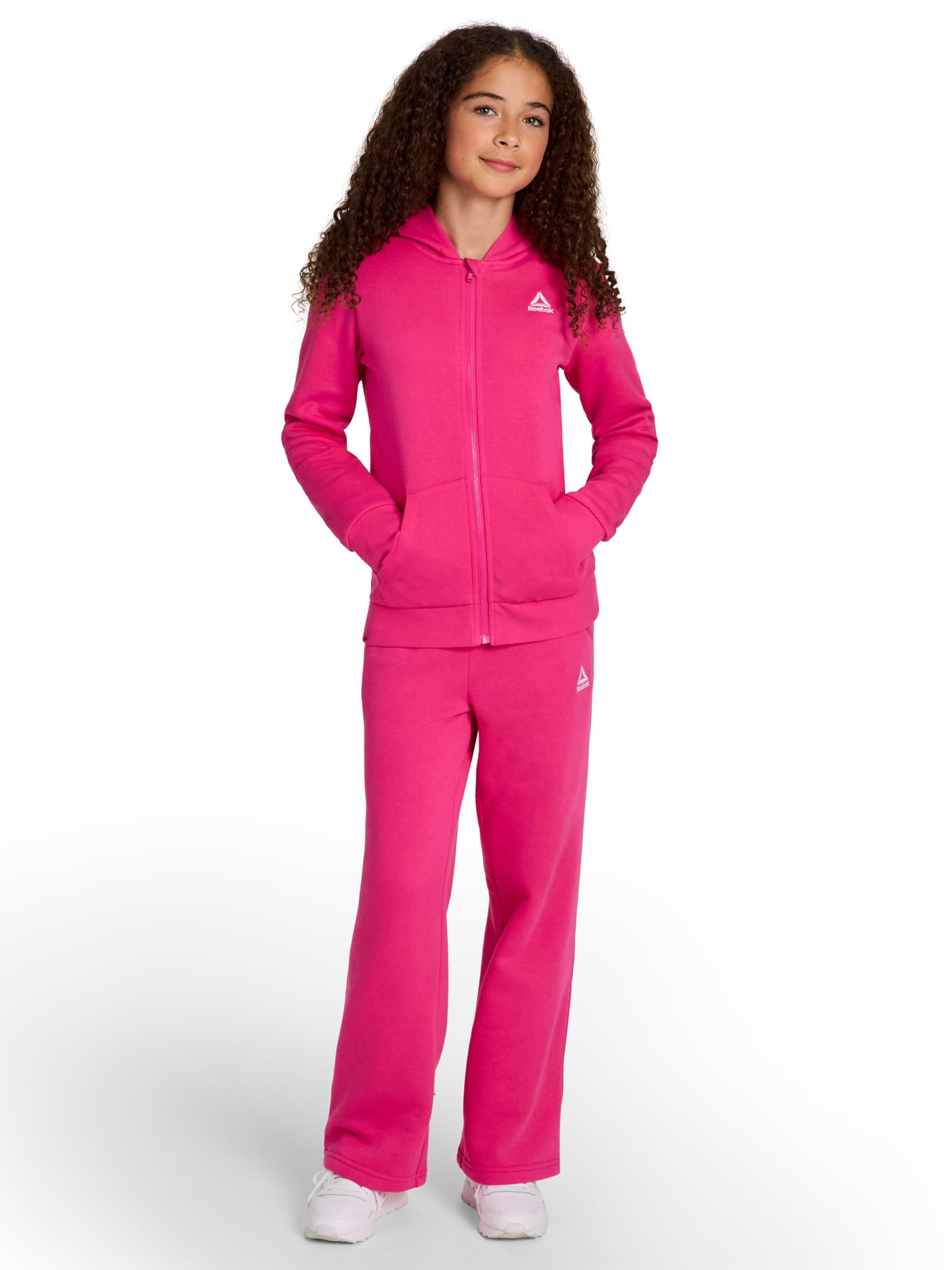 Reebok Girl’s Game Day Fleece Full Zip Hoodie, Sizes 4-18