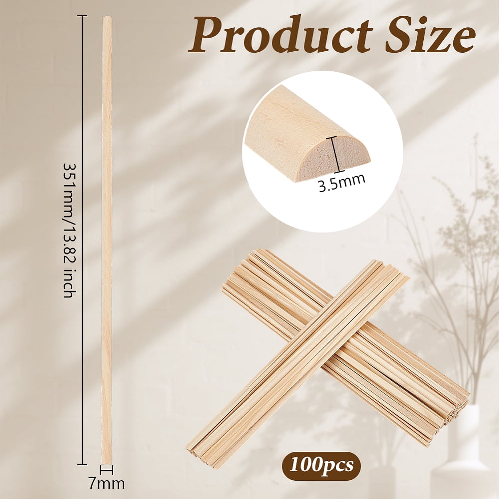 100Pcs Wood Craft Sticks Half Round Dowel Rod for Braiding Tapestry Arch Navajo White 35.1x0.7x0.35cm diy