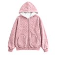 thumbnail image 4 of Yuncity Womens Zip Up Hoodie Leopard Print Fleece Pullover Long Sleeve Loose Fit Pockets Sweatshirt Casual Fall Winter Hooded Jacket Size Xxl Pink, 4 of 5