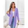 thumbnail image 3 of CALIPESSA Drop Shoulder Cable Knit Pocket Patched Casual Long Sleeve Purple Cardigan For Womens, 3 of 5