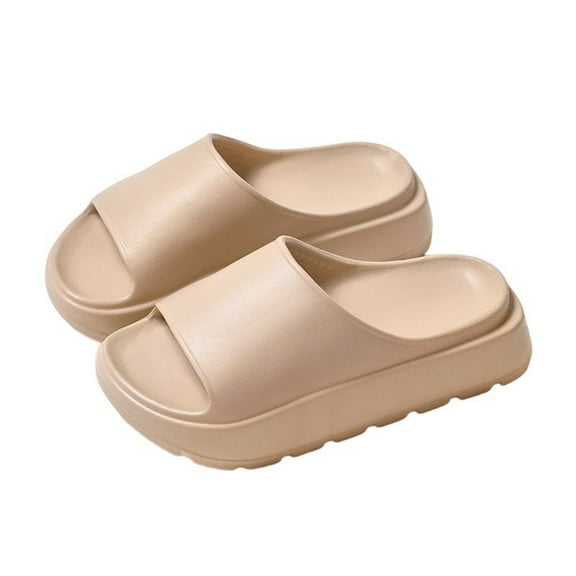 Slippers for Women,Summer Thick Soled Flip Flops For Women And Men Outdoor 55mm Home Sandals Arch Coconut Flip Flops,Womens Slippers,Khaki,7