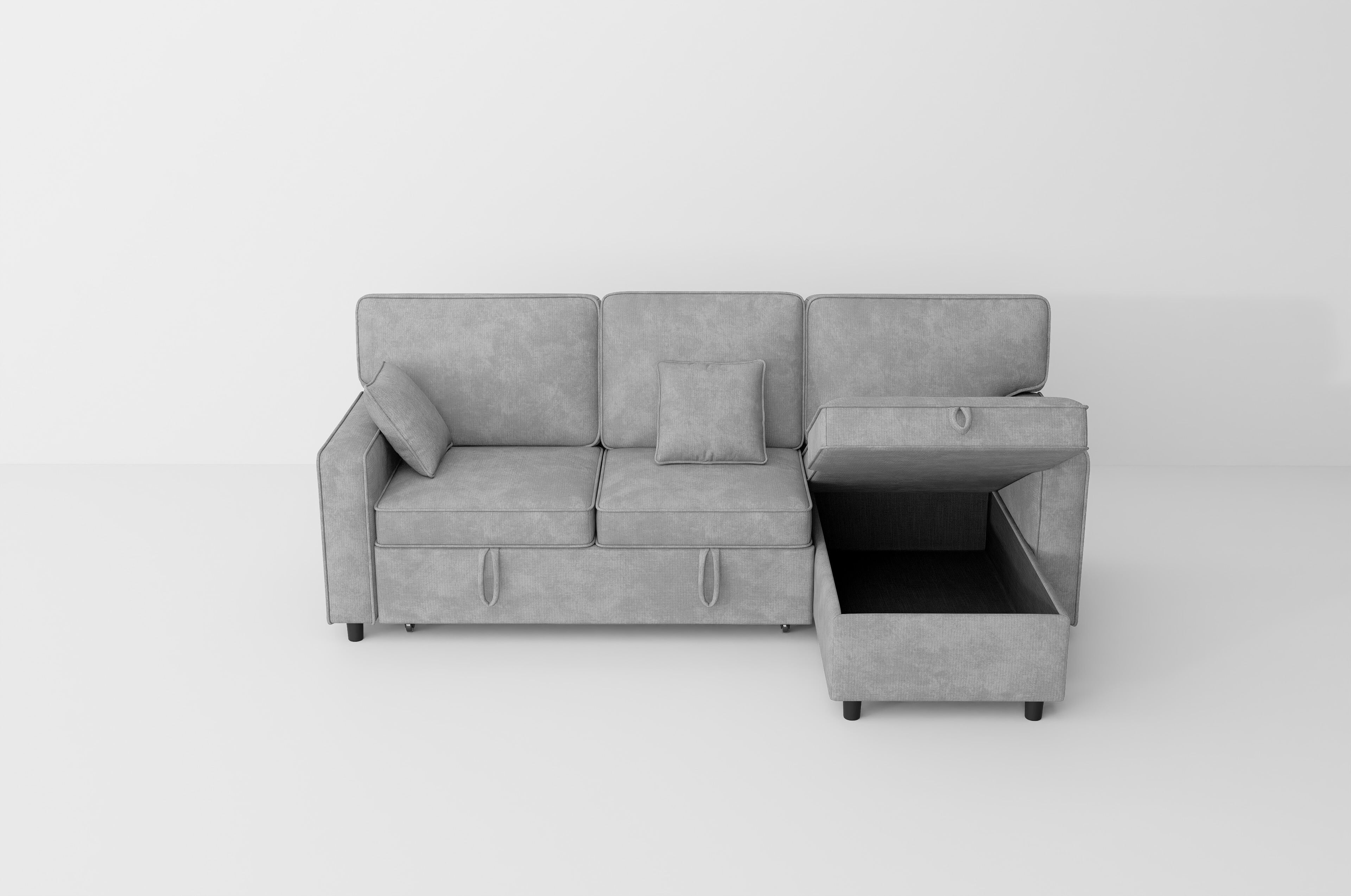 avobird 89'' Pull Out Sofa Bed, L Shaped Sleeper Sofa with Flip-Down Center Console & Charging Ports, Chenille Convertible Sofa for Apartment/Living Room