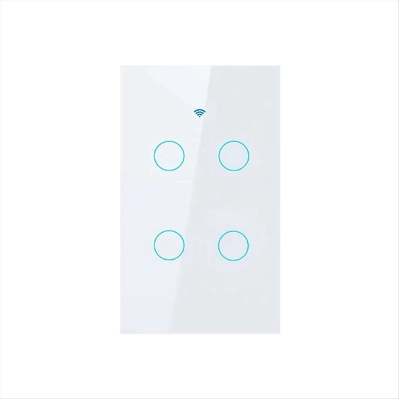 Tuya US Plug WiFi Smart Wall Switch 4 Gang No Neutral Wire Touch Sensor LED Light Switches Smart Home White,1 x smart switch,White