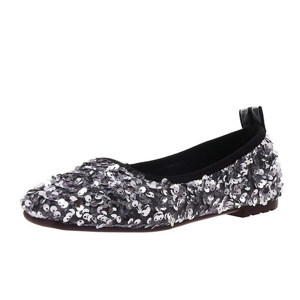Amzcrzy Zapatos de mujer,Zapatos de mujer,Zapatillas de mujer, Zapatos de punta puntiaguda para mujer, con decoración de lentejuelas, informales, cómodos y planos. Sandalias Mujer Zapatillas De Casa