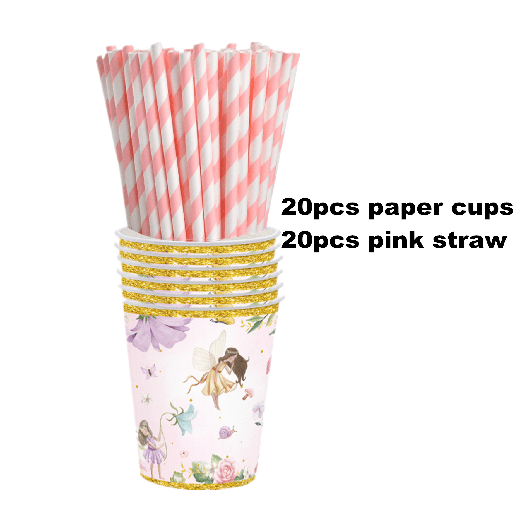 161 Pcs Fairy Themed Party Supplies for Girls 1st 2rd First Birthday Fairies Enchanted Themed Baby Shower Party Decorations Garden Flower Tableware Set Paper Plates Napkins Forks for 20 Guests