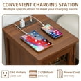 thumbnail image 5 of 2 Pack Narrow End Table with Charging Station, Wood Side Table for Living Room Bedroom, Farmhouse Brown, 5 of 9