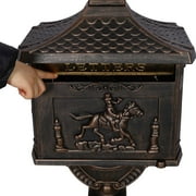 BARONAGE Cast Aluminum Mail Box, Postal Box , Mailbox and Post Kit,Mailbox Color Bronze