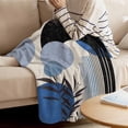 thumbnail image 2 of Fleece Blanket Vintage Abstract Blue Color Block Blankets, Soft Cozy Warm Flannel Throw Blanket, Minimalist Boho Leaves Blanket for Bed Couch Sofa,40x60In, 2 of 9