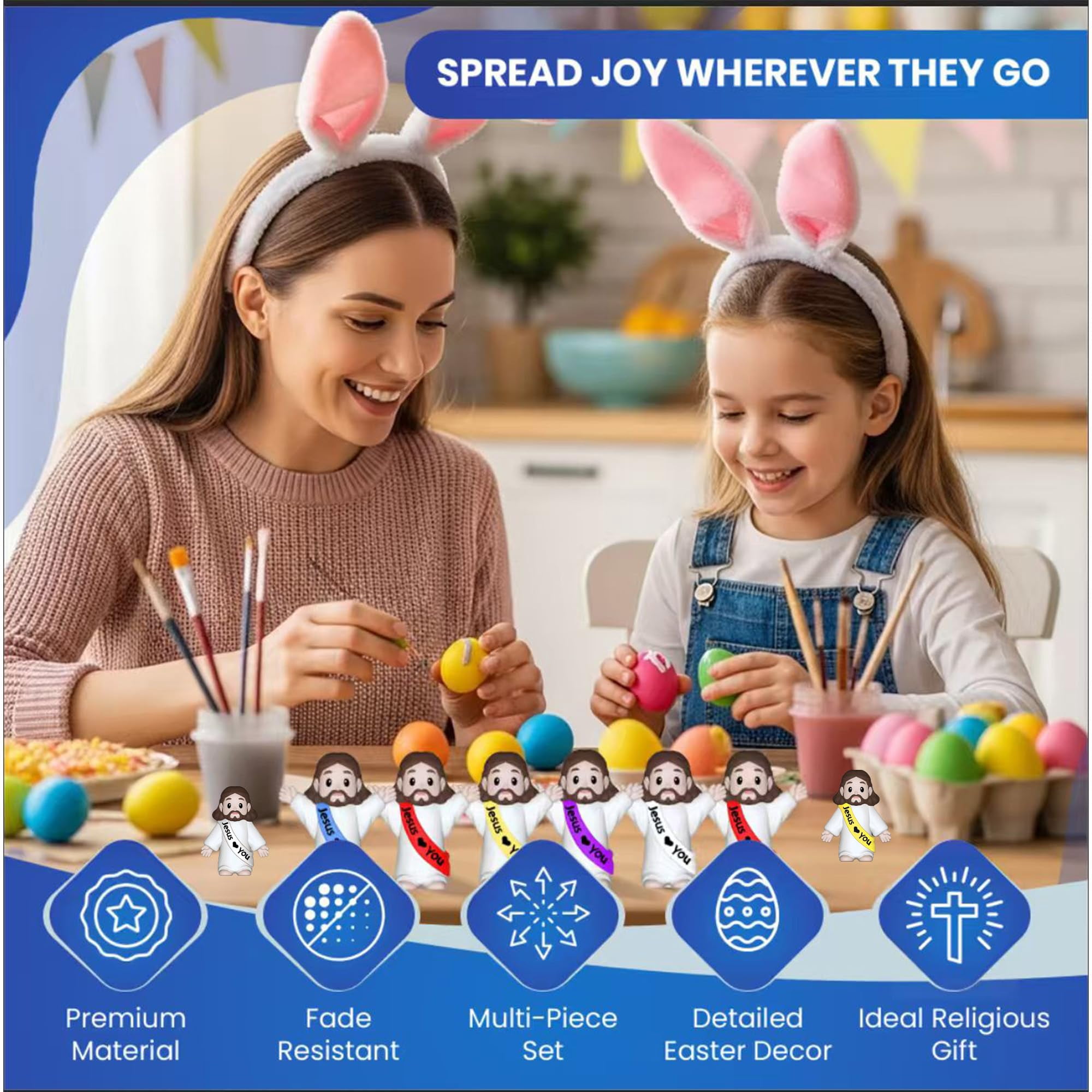 Jesus Loves You Figures 100 Pack – Multicolor Mini Jesus Figurines in Bulk, Little Jesus Figures for Easter, Church, and Religious Celebrations (Hand up)