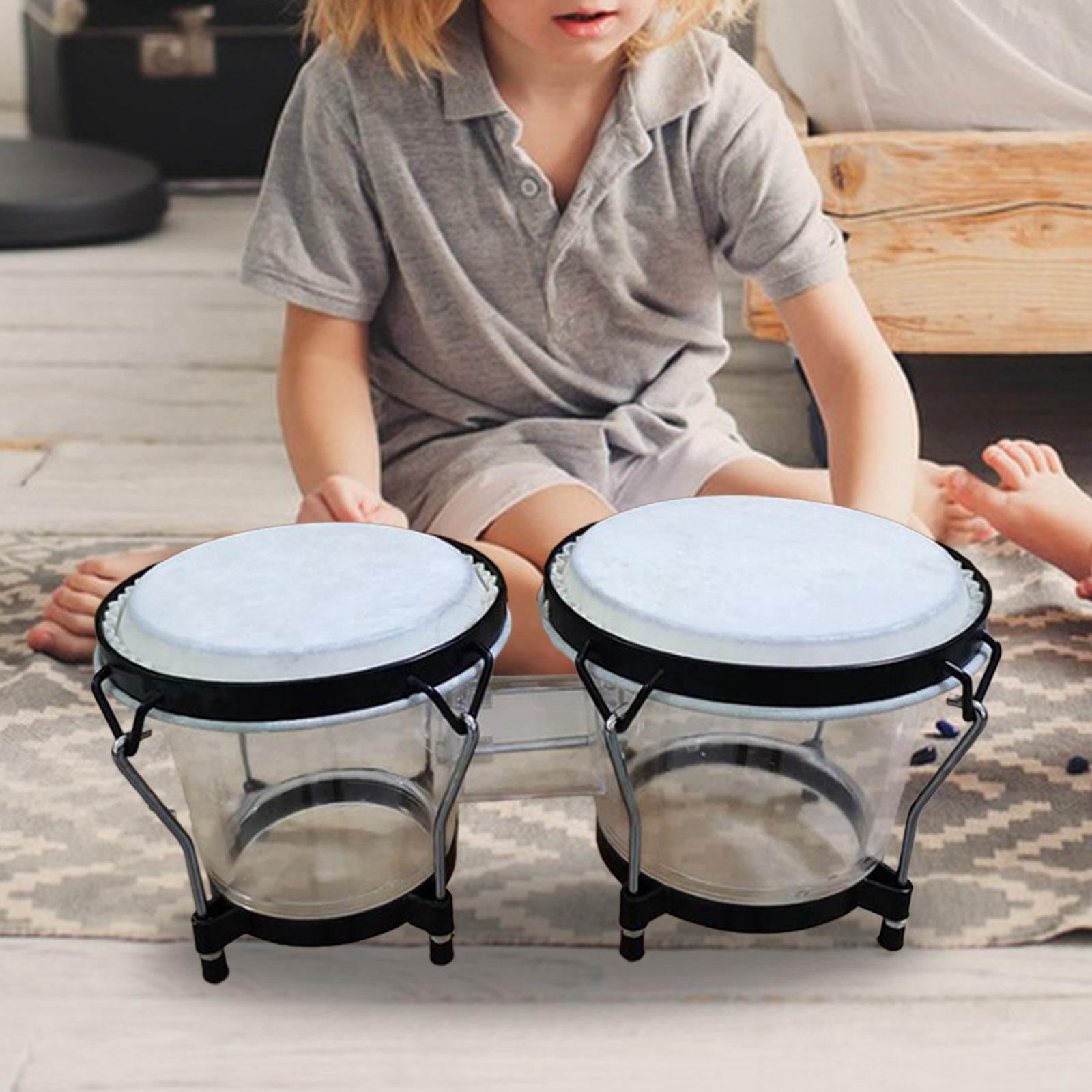 LeeQinersw Bongo Drum Set African Hand Drum 6'' and 7'' Tunable Transparent Bongo Drums for White