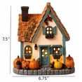 thumbnail image 4 of 7.5 Inch Light Up Pumpkin Resin Cottage Figurine, LED Glowing A-Frame Autumn House Decor for Fall Harvest Thanksgiving Tabletop Home Decoration, 4 of 8