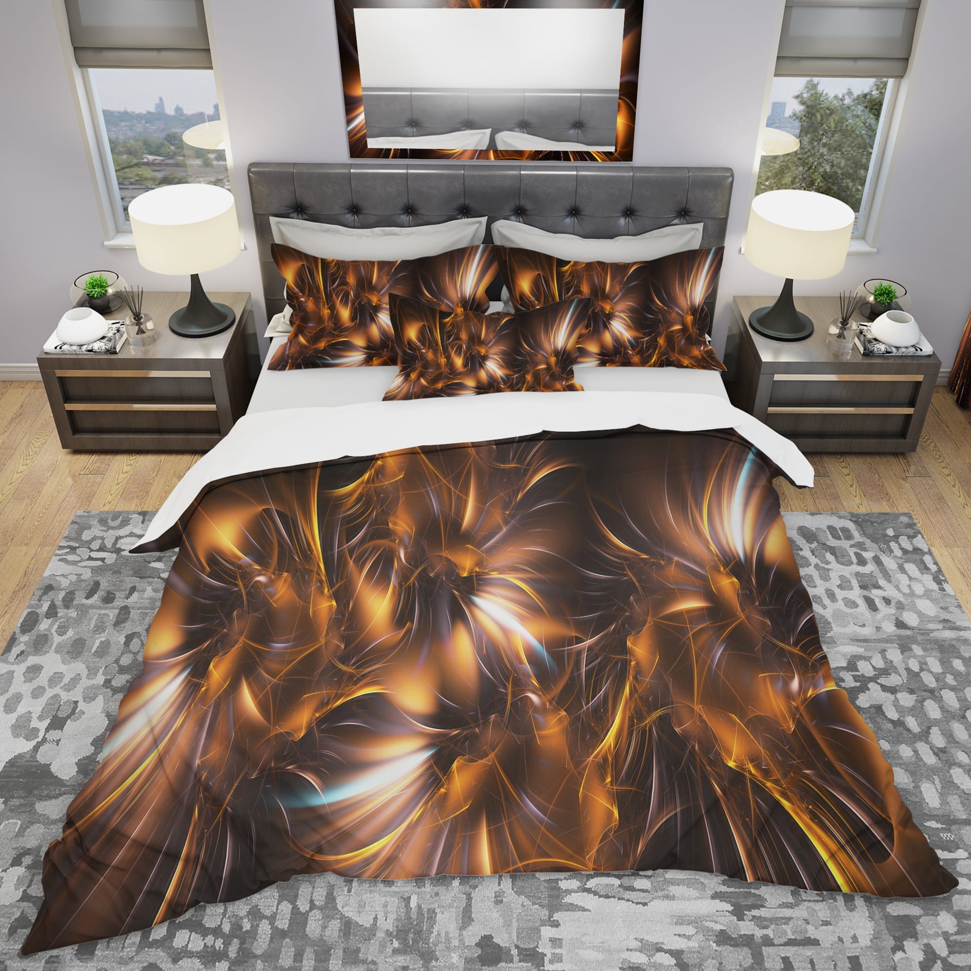Designart 'Silver and Gold Stars' Modern & Contemporary Duvet Cover Set