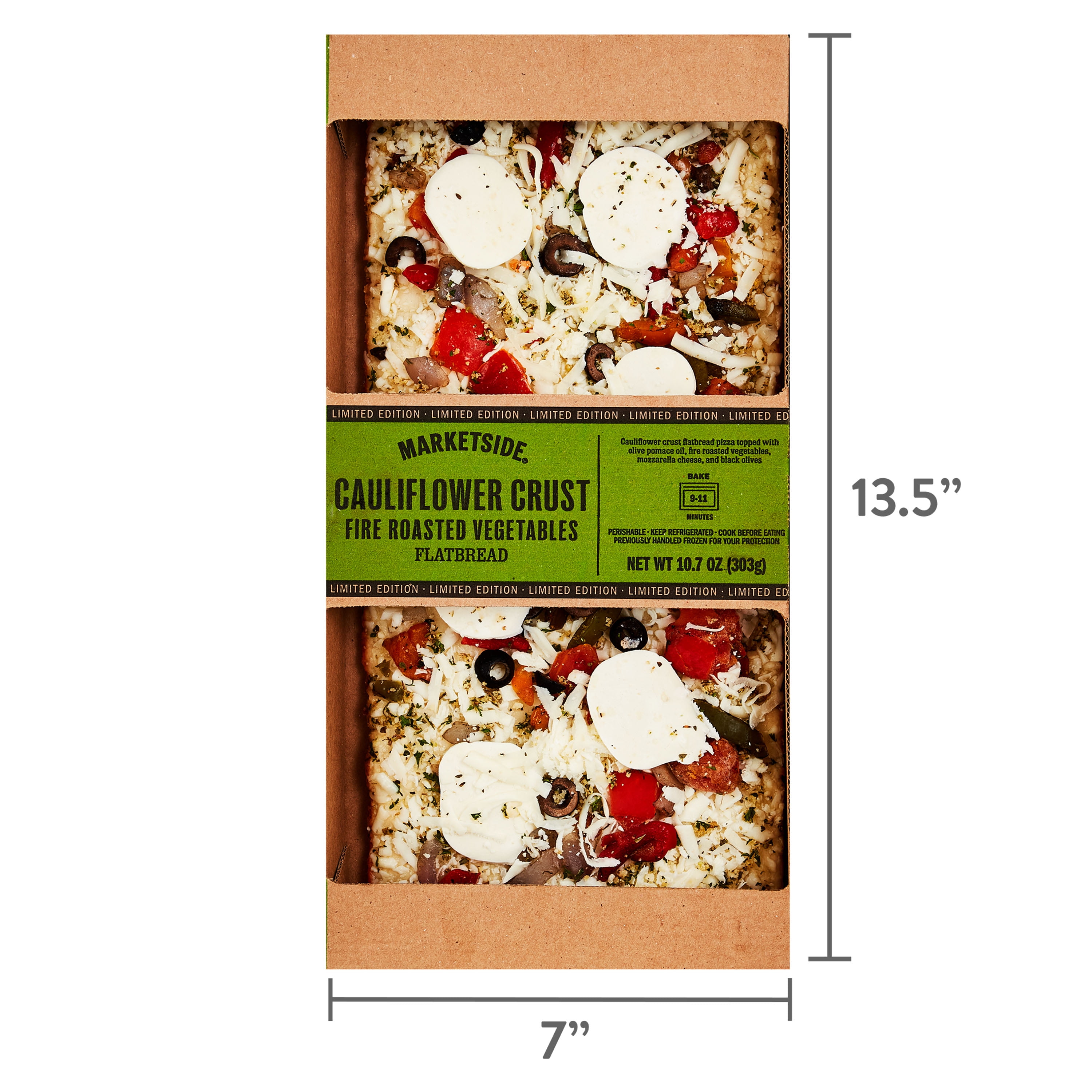 Marketside Fire Roasted Vegetable Flatbread Pizza with Cauliflower Crust, 12.25 oz