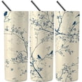thumbnail image 4 of Flower and bird tumbler with lid and straw 20 oz insulated tumbler cups Minimally printed flower and bird insulated travel coffee mugs for women cute sippy cups stainless insulated travel cups, 4 of 7