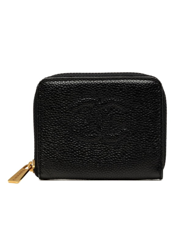 Pre-Owned Chanel Coco Mark Wallet/Coin Purse, Black Caviar Leather, Women's CHANEL