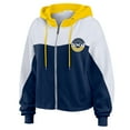 thumbnail image 2 of Women's WEAR by Erin Andrews Navy/White Michigan Wolverines Color-Block Full-Zip Hoodie, 2 of 5