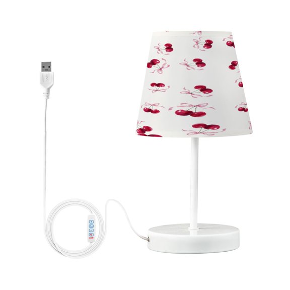 Table Lamps 3 Color 10 Way Dimmable LED Nightstand Lamp for Bedroom, Living Room, Home Office Watercolor Cherries Pattern Small