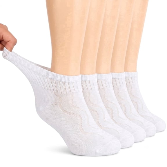 Diabetic Ankle Socks for Men Women Non Binding Loose Fit Breathable Socks for Neuropathy Edema Foot Health Daily Wear 5 Pairs
