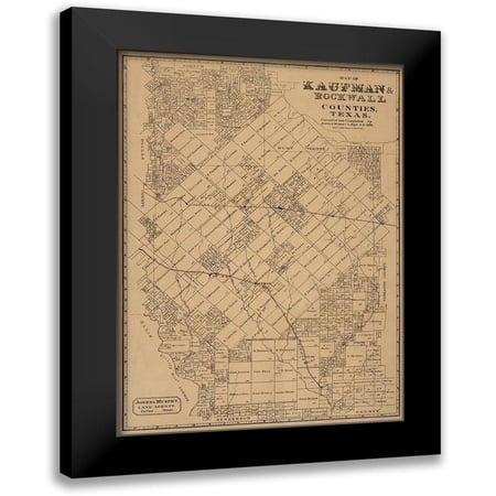 Unknown 11x14 Black Modern Framed Museum Art Print Titled - Kaufman, Rockwall County Texas - JonesandMurphy 1878