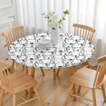 thumbnail image 3 of Cute Black and White Cartoon Line Drawing Dog Round Fitted Tablecloth with Elastic Edge,Dining Table Cover Waterproof,Outdoor Round Tablecloth for Camping,Dining,Indoor and Outdoor, 3 of 7
