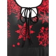 thumbnail image 4 of Rosegal Plus Size Christmas Snowflake Tree Print Lace Panel Midi Dress Red 4X, 4 of 4