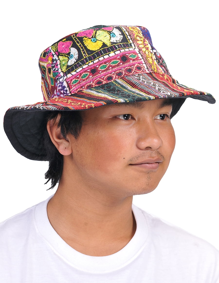 Cotton Bucket Hat with Patch Designs for Festival Rave Boho THE COLLECTION ROYAL Hippie Mushroom Patch Boho Hippy Rave  main image 4