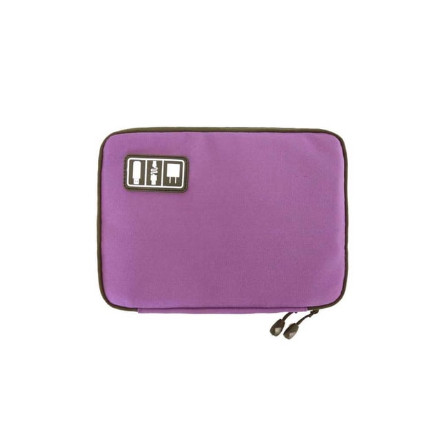 Qarigey Organizador de cables de datos con cremallera Rectangular, cable de carga para auriculares con múltiples ranuras, bolsa de Viajes, Equipaje y Accesorios Varios Púrpura
