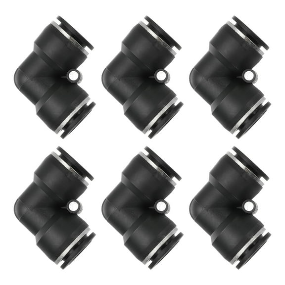 Uxcell 6 Pcs Elbow Union Push to Connect Fitting, 5/8" OD Tube Reducer Connector Quick Push Lock Adapter Air Hose Fitting for Pneumatic System Pipeline Connection, Black