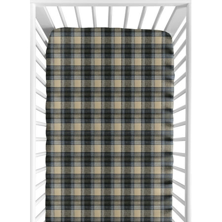 UPC: 0846480066774 | Rustic Patch Blue and Tan Collection Plaid Crib Sheet