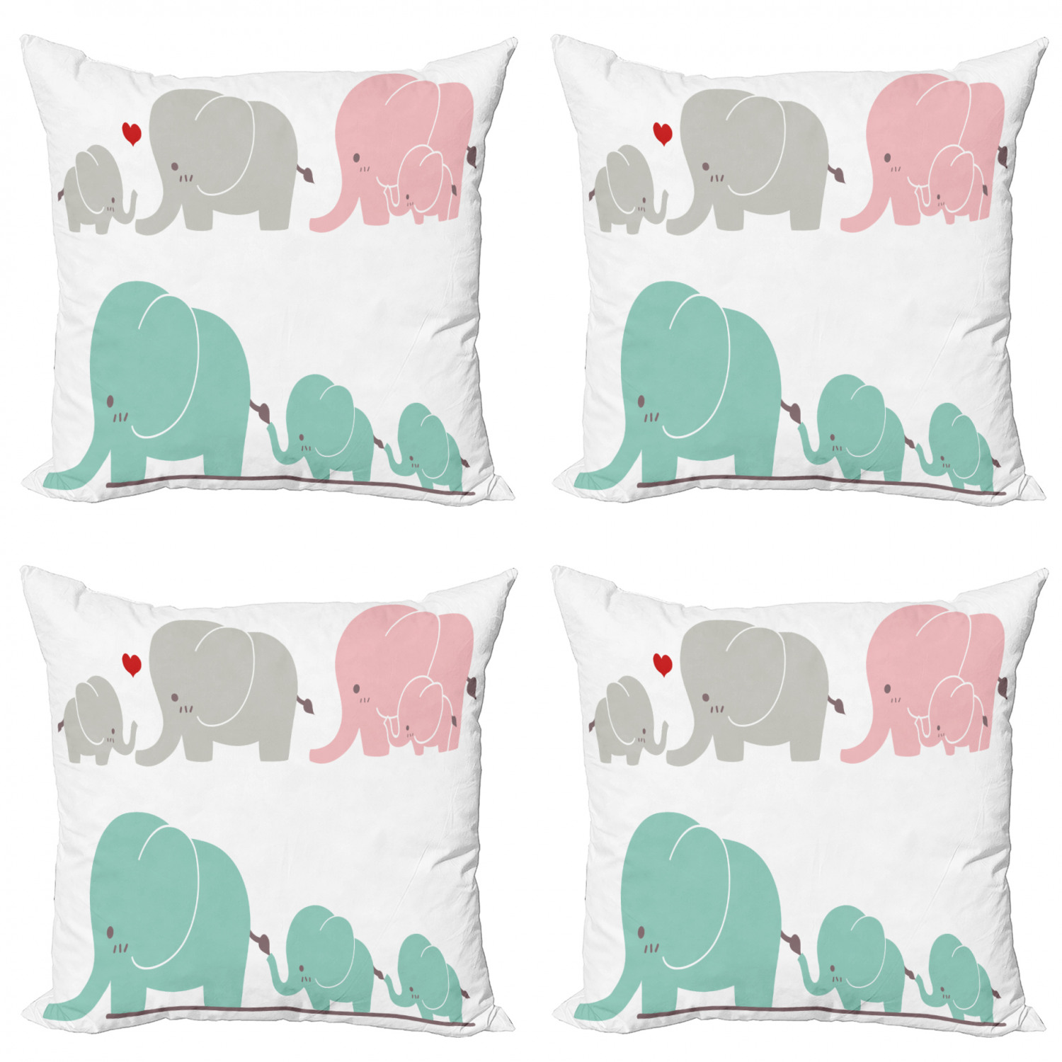 Nursery Throw Pillow Cushion Case Pack of 4, Family Love Theme