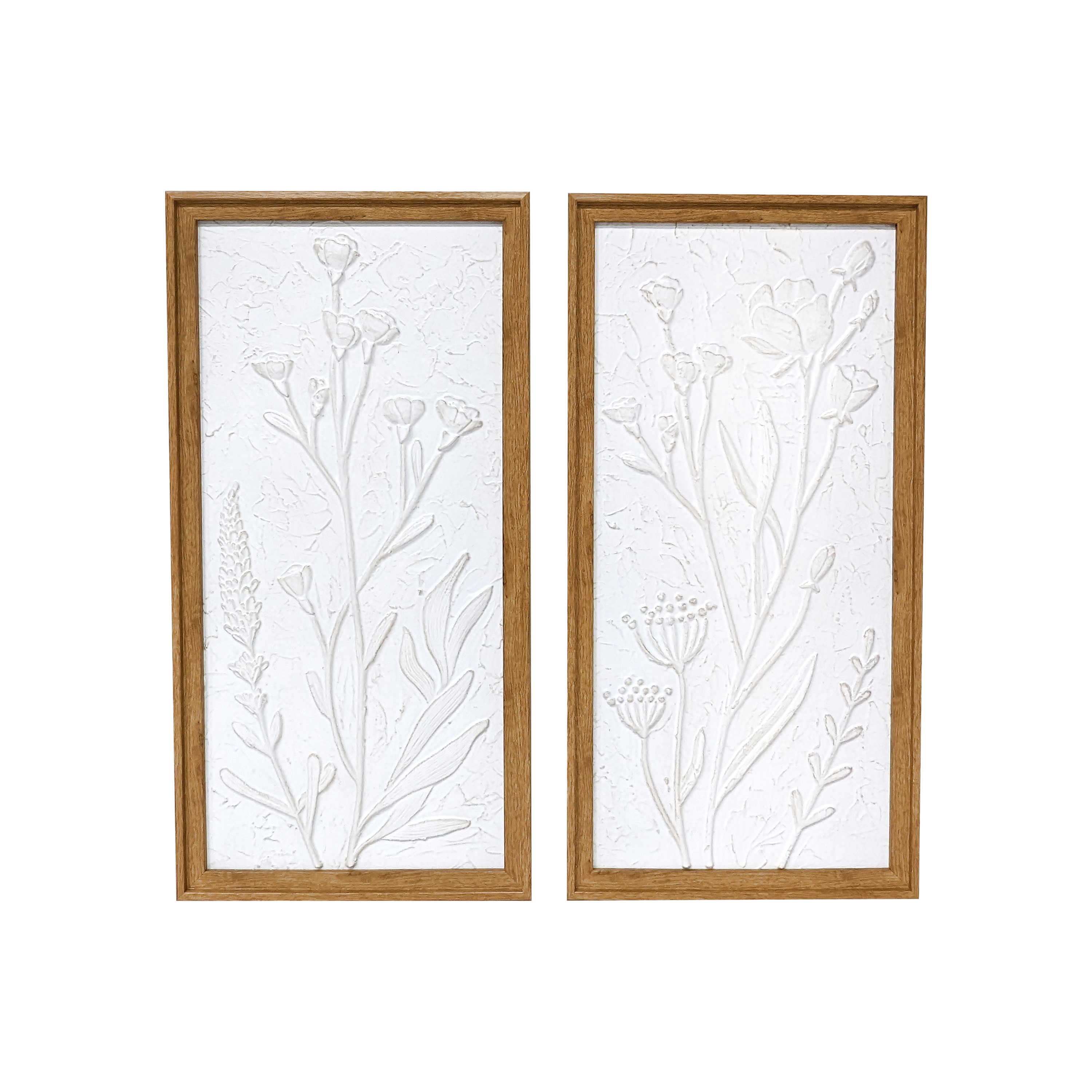 Harbortown White Floral Framed Art Print Set of 2, 10" x 20"