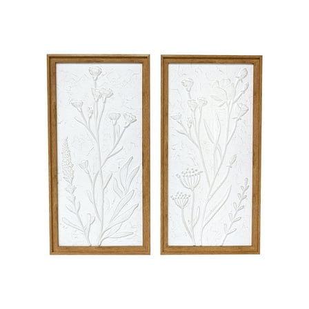 Harbortown White Floral 10" x 20" Framed Art Print (Set of 2)