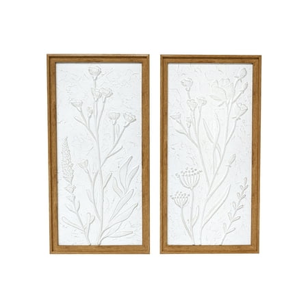 Harbortown White Floral 10" x 20" Framed Art Print (Set of 2)