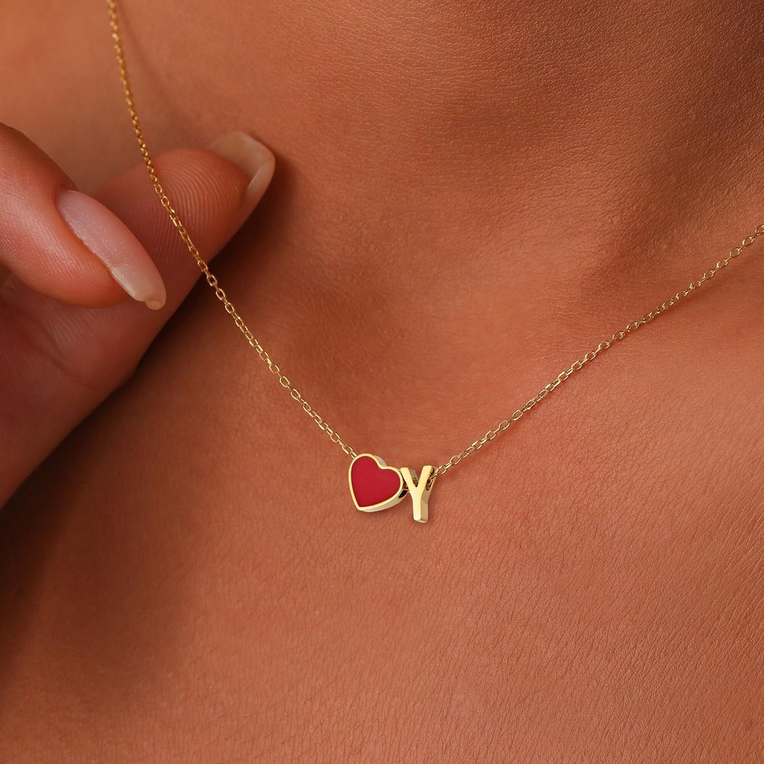 xianyou-Initial Necklace for Women, 14K Gold Letter Necklace