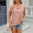thumbnail image 2 of New Solid Color Button Hooded Short Sleeve T-Shirt - Loose Fit, Casual, 2 of 6