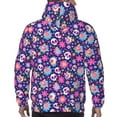 thumbnail image 3 of Bingfone Skull Blue Flower Men's Drawstring Hoodie Long Sleeve Pocket Sweatshirts-Small, 3 of 6