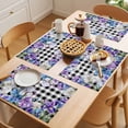 thumbnail image 5 of Spring Flowers Placemats Set of 4 Watercolor Blossom Floral Black Plaid Place Mats Indoor Wipeable Table Mats Washable Cloth Dining Table Placemats for Kitchen Holiday Party Home Decor 13x19 Inch, 5 of 9