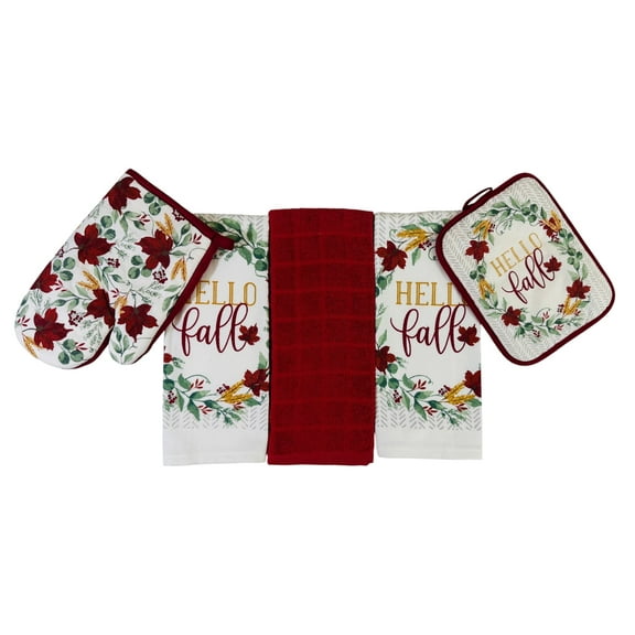 Serafina Home Farmhouse 5-Piece Autumn Fall Kitchen Linen Set