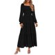 thumbnail image 1 of Vestido PRETTYGARDEN negro con fruncido, manga larga y capas, talla M, 1 of 8