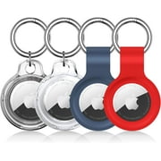 4 Pack Airtag Holder Compatible with Apple Airtag, 2 PC+2 Silicone Airtag Holder with Snap Keyring, Protective and Shockproof Air Tag Cover for Luggage, Bagpacks, Keys, and Dog Cat Collar (4 Colors)