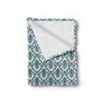 thumbnail image 2 of Damask Soft Flannel Fleece Blanket, Damask Toned Floral Sprigs Baroque Feature Patterns Complex Detailed Motifs Image, Cozy Plush for Indoor and Outdoor Use, 60" x 80", Green White, by Ambesonne, 2 of 6