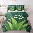 thumbnail image 1 of YST Ensemble de Literie Ladybug Rouge 7 Pcs Lit Simple Blanc Ensemble de Courtepointe Campanule Vert Feuilles Botaniques Ensemble de Draps avec Courtepointe pour Filles Femmes Nature Goutte de Pluie Paysage Lit en Sac, Vert, 1 of 5