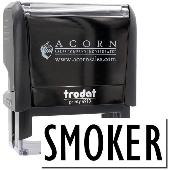 Large Self-Inking Smoker Stamp, Trodat Printy 4913, Press and Print Stamping, Impression Size 7/8" x 2-1/4", Up to 10,000 Impressions - Black Ink