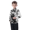 thumbnail image 3 of Boys Button Up Shirts Chest Pocket Fashion Tie-dye Long Sleeve Collared Dress Shirt for Kids Boy Girl Blouse, 3-4 Years Black, 3 of 7