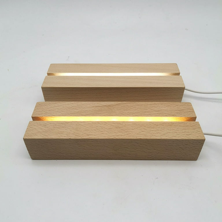 LED Light Display Base, 2 pcs 11.81 Inch Wooden LED Light Base for Acrylic,  Rectangle Wood Display Pedestal, 3D Crystal Light Base For Glass Art, Wood