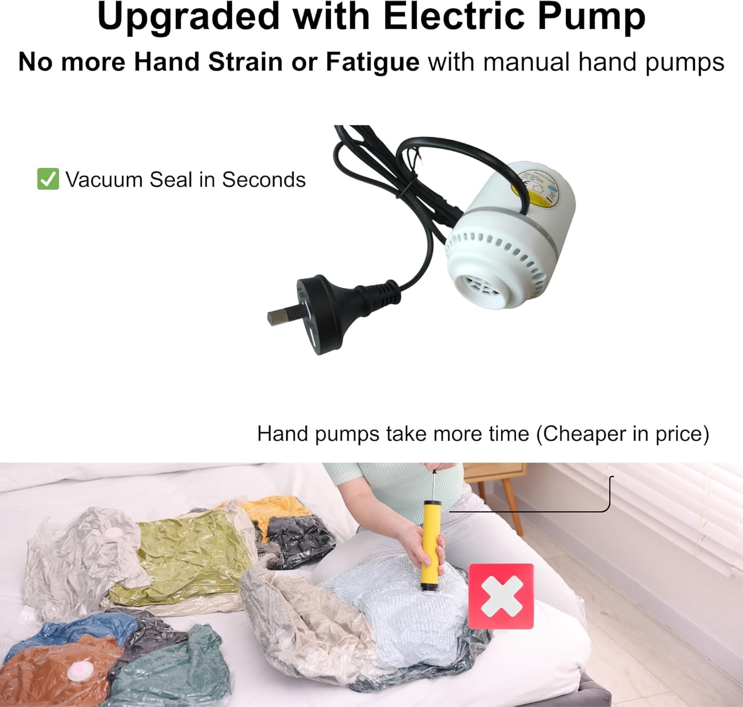 12 Pack Vacuum Storage Bags with Electric Pump – 3 Jumbo, 3 Large, 3 Medium, 3 Small Space Saver Bags for Clothes, Blankets, Bedding, Travel, Moving & Home Organization