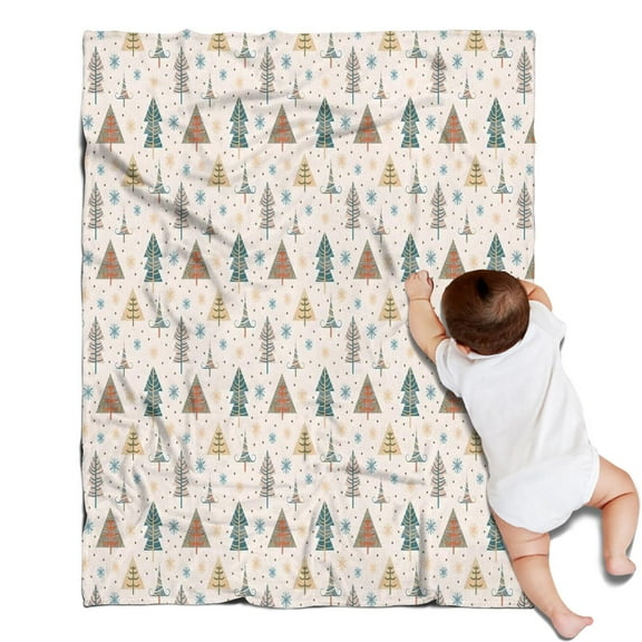 Beige Christmas Tree Pattern Blanket,Comfortable Soft Flannel Throw Blanket,All Season,Warm Lightweight Blankets for Sofa Bed Couch Living Room Chair,30"x40"