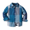 thumbnail image 2 of Toddler Baby Boys and Girls Plaid Shirts Jacket Long Sleeve Lapel Button Down Shirt Top Outwear Clothes, 2 of 7