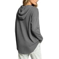 thumbnail image 5 of CQONEPT Waffle Knit Hoodies for Women Lightweight Comfy Pullover Tops Drawstring Long Sleeve Loose Fall Fashion Sweatshirts Blouse Gray XL, 5 of 7